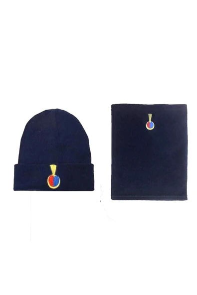 Lacivert Jandarma Temalı Yün Bere ve Polar Boyunluk Seti ürün görseli