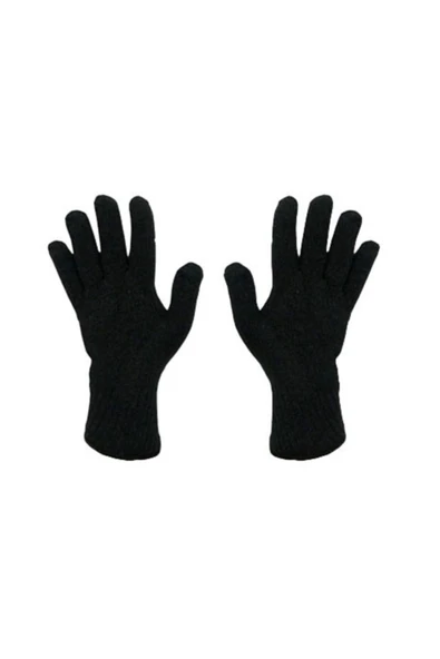 Özel Güvenlik Yün Bere Ve Eldiven8çift Katlı)set Yün Triko Örme Siyah Renk - Resim 3