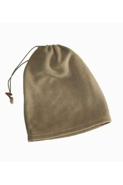 Kum Rengi (bej Renk) Ipli Polar Bere & Boyunluk - Resim 2