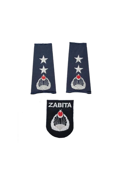 Zabıta Komiseri Omuz Apoleti Yeni Model Zabıta Armalı Komiser  İKİ Yıldız + Defneli Göğüs Arması - 4