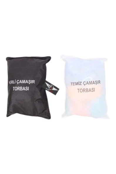 3 Lü Set Kirli Temiz Çamaşır Torbası Ve Çamaşır Filesi - Asker Malzemesi - 3