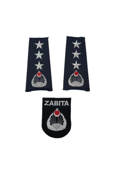 Zabıta Müdür Omuz Apoleti Armalı Üç Yıldız Defneli Göğüs Arması ürün görseli