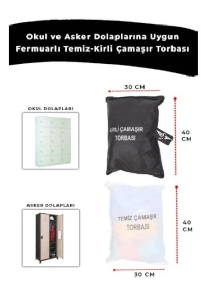 3 Lü Set Kirli Temiz Çamaşır Torbası Ve Çamaşır Filesi - Asker Malzemesi - 2