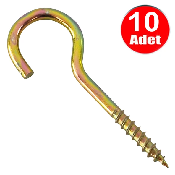 Piton 23*150 Çengel 9cm Vidalı Askı Eğri Se Demir Duy Kanca -10 Adet