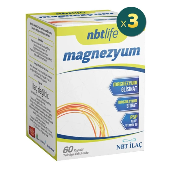 NBT Life Magnezyum Bisglisinat ve Sitrat 60 Kapsül 3 Adet