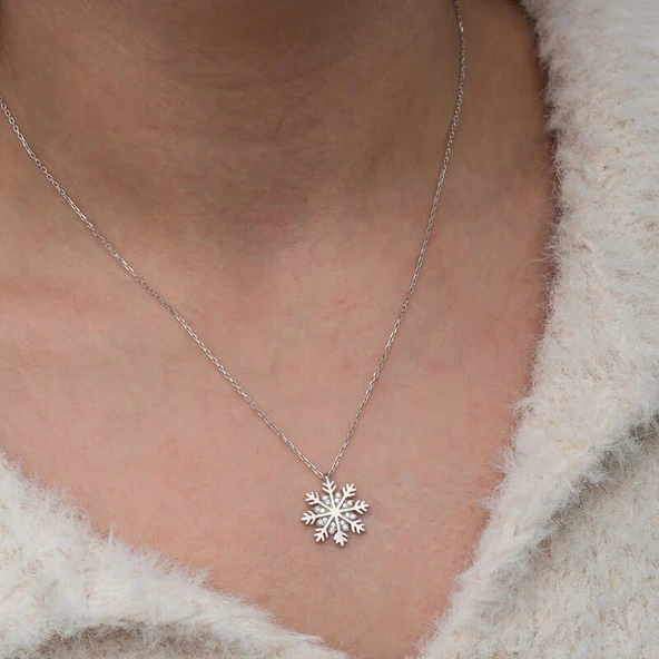 Gümüş Kar Tanesi Kadın Kolye  SL10062 - Resim 7