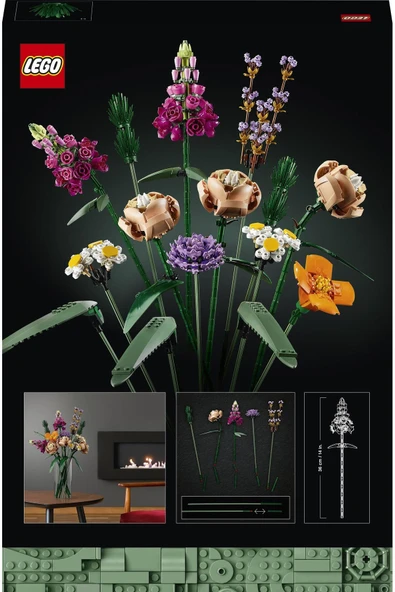LEGO omx ICONS Çiçek Buketi 10280 - Yetişkinler İçin Koleksiyonluk Dekoratif Yapım Seti (756 Parça - 4