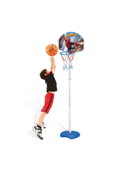 DEDE OYUNCAK Spiderman Ayaklı Basketbol Set Çocuk Basket Potası-3404