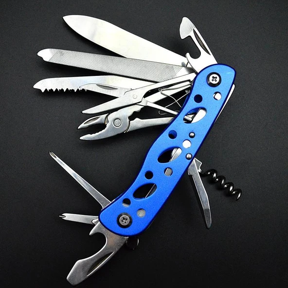Valkyrie  Çok Amaçlı İsveç Outdoor Kamp Çakısı 111mm Büyük Boy - Paslanmaz Çelik mavi - 4