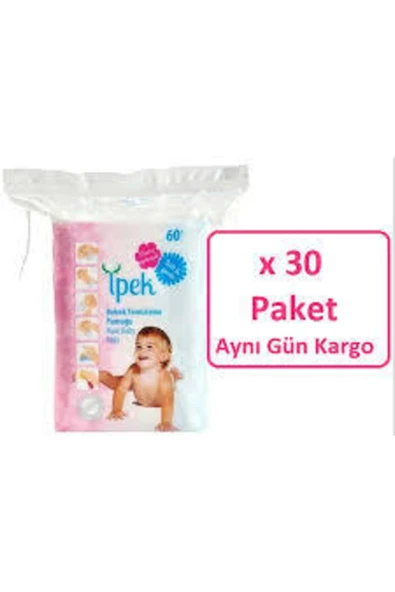 İPEK Bebek temizleme pamuğu 60ADET X 30 PAKET