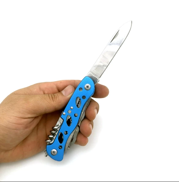 Valkyrie  Çok Amaçlı İsveç Outdoor Kamp Çakısı 111mm Büyük Boy - Paslanmaz Çelik mavi - 6