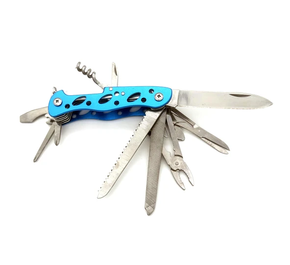 Valkyrie  Çok Amaçlı İsveç Outdoor Kamp Çakısı 111mm Büyük Boy - Paslanmaz Çelik mavi - 2