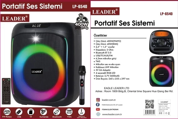 Leader LP-6540 Portatif Aktif Ses Sistemi - 3