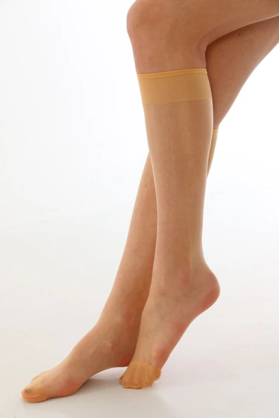 Elchee wear  Fit 15 İnce Parlak Dizaltı Çorap Sahra Premium Kutu 5'li - Resim 3