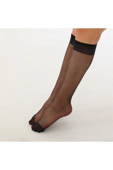Elchee wear  Fit 15 İnce Parlak Dizaltı Çorap Siyah 12'li - Resim 2