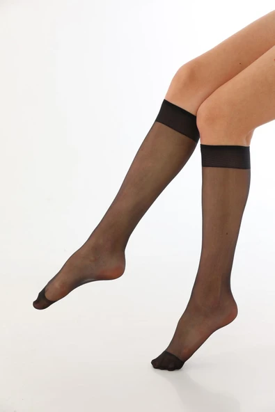 Elchee wear  Fit 15 İnce Parlak Dizaltı Çorap Siyah 12'li - Resim 4