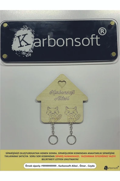 Kişiye Özel Sevimli Kedi Temalı Ahşap Lazer Kesim Anahtarlık