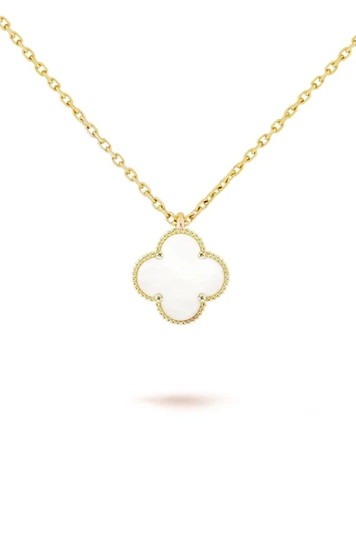 Sedef Taşlı Şans Yoncası Altın Renk Çevre Van Cleef Kadın Bijuteri Kolye - 3