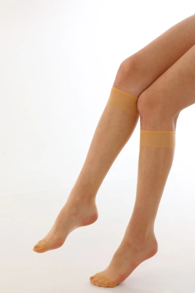 Elchee wear  Fit 15 İnce Parlak Dizaltı Çorap Sahra Premium Kutu 5'li ürün görseli