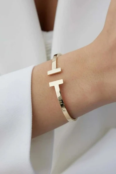 Tiffany T Model Altın Renk Bijuteri Kadın Kelepçe Bileklik - 3