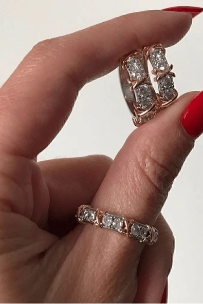 Gümüş Renk Altın Rodaj Tiffany Model Çelik Su Yolu Yüzük Ayarlanabilir - 4