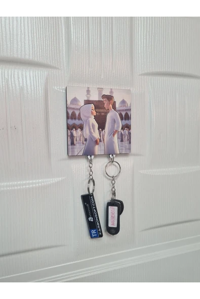 Kabe Temalı Erkek ve Kadın Figürlü Ahşap Anahtarlık ve Askılık - 3