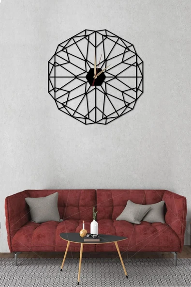 Ahşap Lazer Kesim Geometrik Duvar Saati