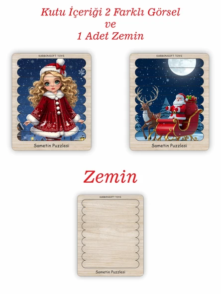 Çocuk Bulmaca Oyuncakları, Noel Oyuncakları, Montessori Oyunu, Geyik ve kız temalı 2+ Bulmacalar - 2