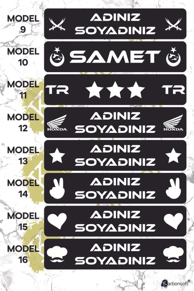 Kişiye Özel Dekor Plaka, Araba Plaka, Isimli Plaka, Cam Önü Plakası, Aksesuar Plaka - 3