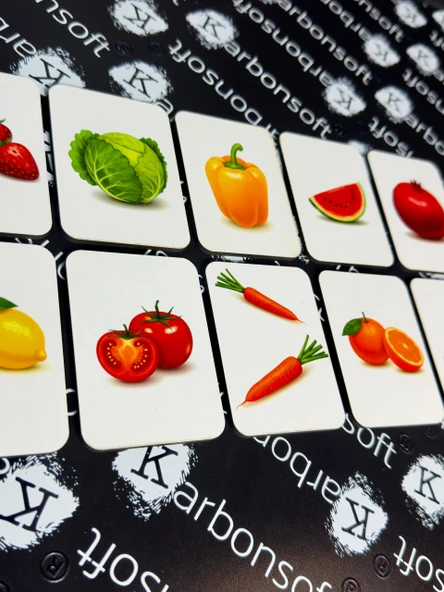 Zeka Kartları Ahşap Eğitici Hafıza Eşleştirme Oyunu Sevimli Meyveler Oyuncak ( 5,5 x 7,5 CM) - 4