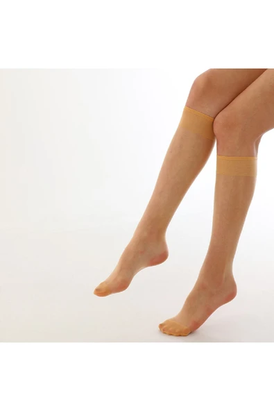 Elchee wear  Fit 15 İnce Parlak Dizaltı Çorap Sahra 12'li ürün görseli