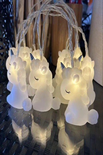Unicorn Şekilli 10'lu LED Işık – Pilli, Dekoratif Bebek & Çocuk Odası Gece Lambası - 2