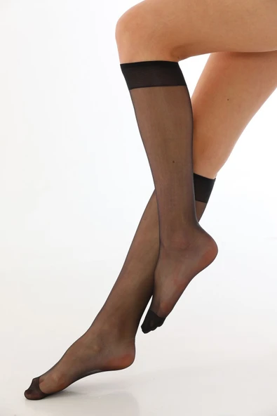 Elchee wear  Fit 15 İnce Parlak Dizaltı Çorap Siyah Premium Kutu 5'li - Resim 2