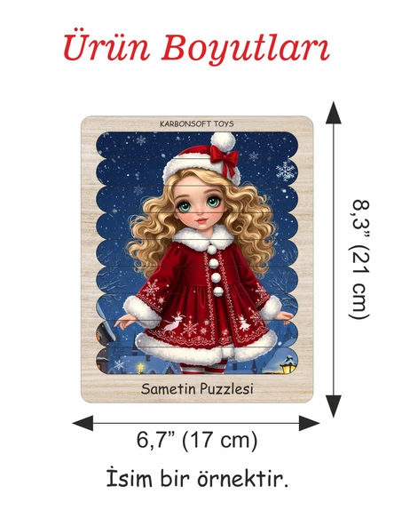 Çocuk Bulmaca Oyuncakları, Noel Oyuncakları, Montessori Oyunu, Geyik ve kız temalı 2+ Bulmacalar