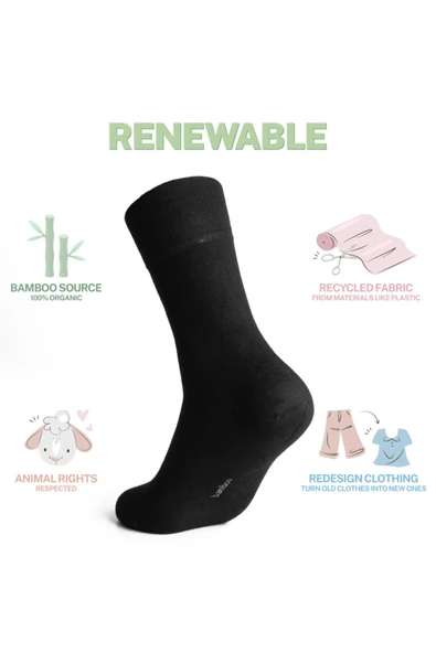 Elchee wear  Elchee Hafif Organik Bambu Kadın Çorap 4'lü - Resim 3