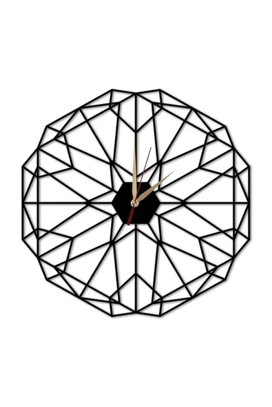 Ahşap Lazer Kesim Geometrik Duvar Saati - 3