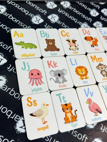 Ahşap Ingilizce Alfabe Kartları - Alfabe Ingilizce Eğitim Seti Ingilizce Öğrenme Kartları Montessori - 5