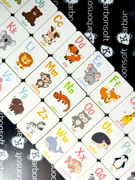 Ahşap Ingilizce Alfabe Kartları - Alfabe Ingilizce Eğitim Seti Ingilizce Öğrenme Kartları Montessori - 4