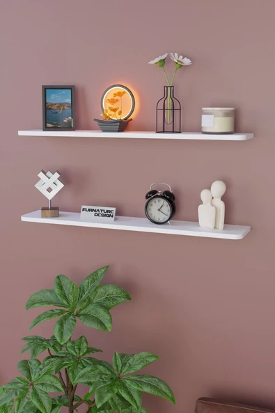 Dekoratif Uçan Duvar Rafı 2 Adet Gizli Monteli Raf Oval Kesim 100x18 Cm - 3