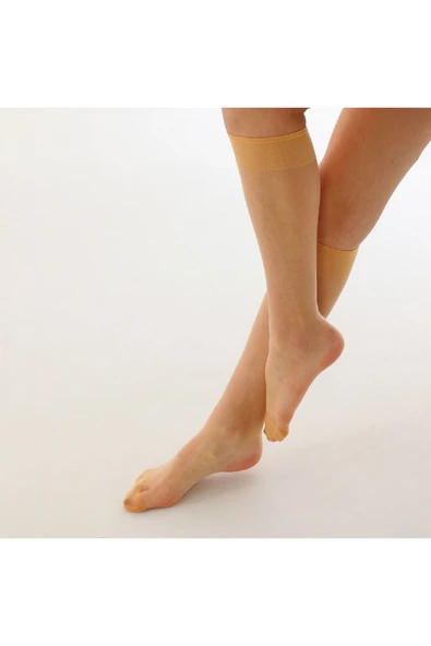 Elchee wear  Fit 15 İnce Parlak Dizaltı Çorap Sahra 12'li - Resim 4