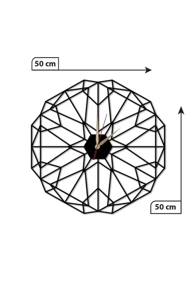 Ahşap Lazer Kesim Geometrik Duvar Saati - 2
