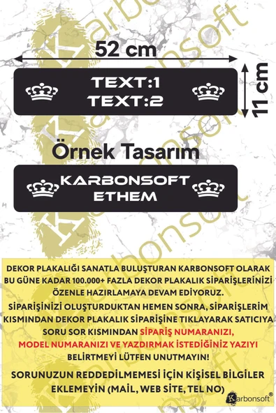 Kişiye Özel Dekor Plaka, Araba Plaka, Isimli Plaka, Cam Önü Plakası, Aksesuar Plaka