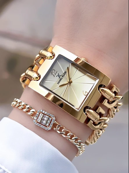 Daniel Klein Spor Zincir Kordon Köşeli Seri 2 Yıl Garantili Kadın Kol Saati+Bileklik BDK.10036.2 ürün görseli