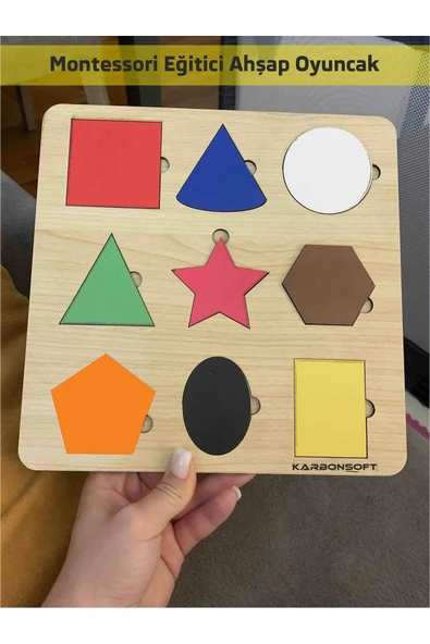 Montessori Egitici Ahsap Oyuncak, Egitici Kutu Oyunu, Ahsap Esleme Oyuncagı, Renk Puzzle