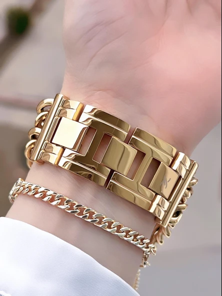 Daniel Klein Spor Zincir Kordon Köşeli Seri 2 Yıl Garantili Kadın Kol Saati+Bileklik BDK.10036.2 - Resim 3