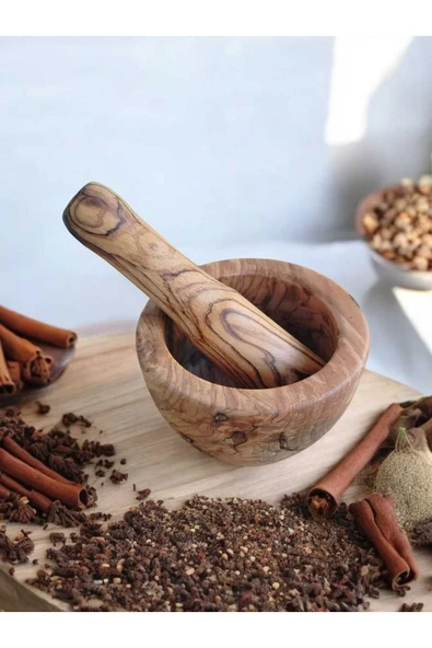 Zeytin ağacı el yapımı havan - 4