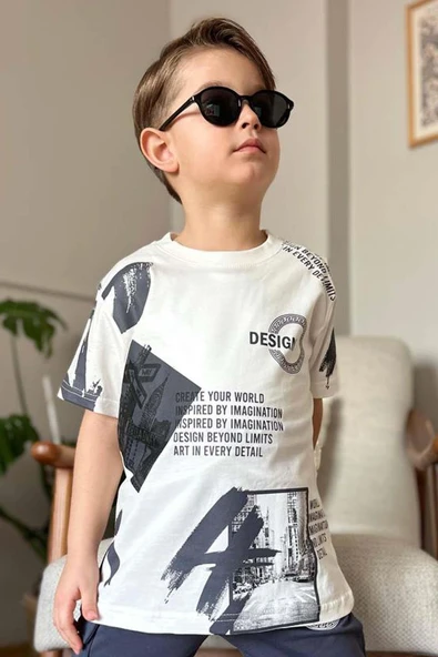 Erkek Çocuk Kargo Cepli ve Design Baskılı Siyah Eşofman Takım - Resim 2