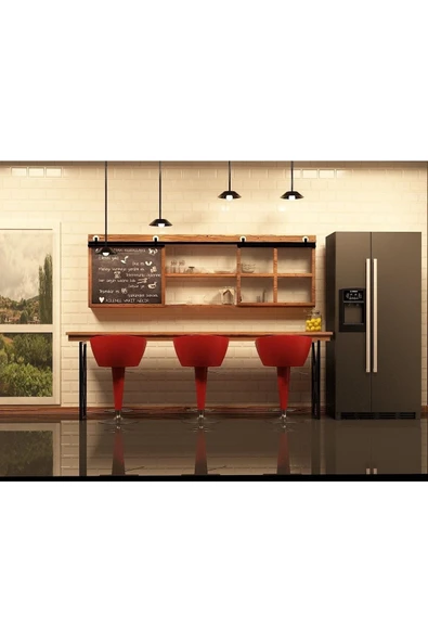 Monywood Masif Ahşap Bar Masası - Mutfak Masası Ve Dolabı Mtfk6005