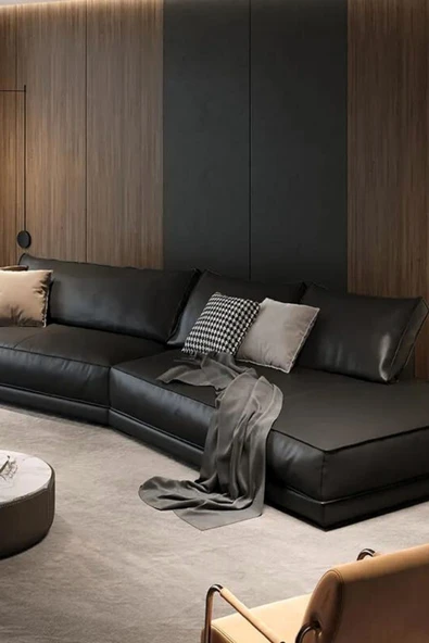 Pucci Home Best Sofa Suni Deri Kahve Renk Köşe Koltuk - 3