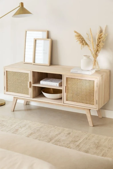 ŞafakMobilya Ahşap Hazeran Stil Modern Çift Kapaklı Çok Amaçlı Dolap, Tv Ünitesi